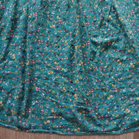 Maxi Floral Dress Women 3XL Strappy Teal Flowy Cotton Lightweight Boho Peasant - Picture 8 of 10